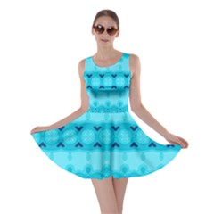 Boho Aqua Blue Skater Dress by SpinnyChairDesigns