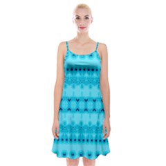 Boho Aqua Blue Spaghetti Strap Velvet Dress by SpinnyChairDesigns