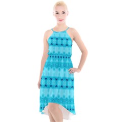 Boho Aqua Blue High-low Halter Chiffon Dress  by SpinnyChairDesigns