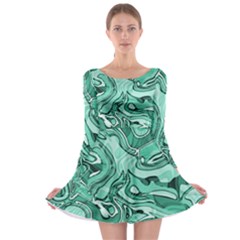 Biscay Green Swirls Long Sleeve Skater Dress