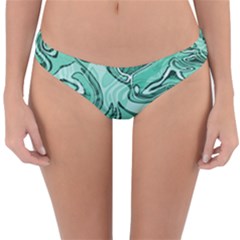 Biscay Green Swirls Reversible Hipster Bikini Bottoms by SpinnyChairDesigns