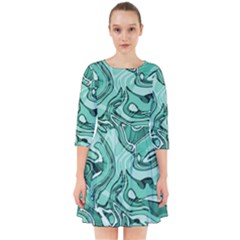 Biscay Green Swirls Smock Dress by SpinnyChairDesigns