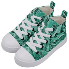 Biscay Green Swirls Kids  Mid-top Canvas Sneakers by SpinnyChairDesigns