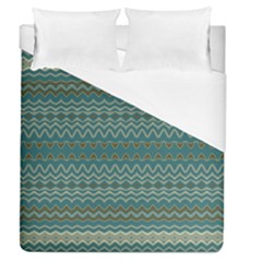 Boho Teal Green Stripes Duvet Cover (queen Size) by SpinnyChairDesigns