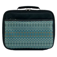 Boho Teal Green Stripes Lunch Bag by SpinnyChairDesigns