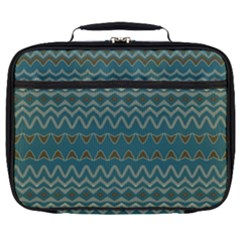 Boho Teal Green Stripes Full Print Lunch Bag by SpinnyChairDesigns