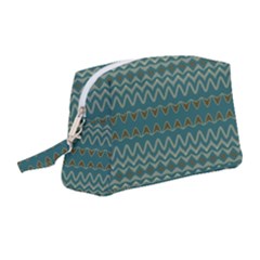 Boho Teal Green Stripes Wristlet Pouch Bag (medium) by SpinnyChairDesigns