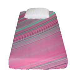 Turquoise And Pink Striped Fitted Sheet (single Size) by SpinnyChairDesigns