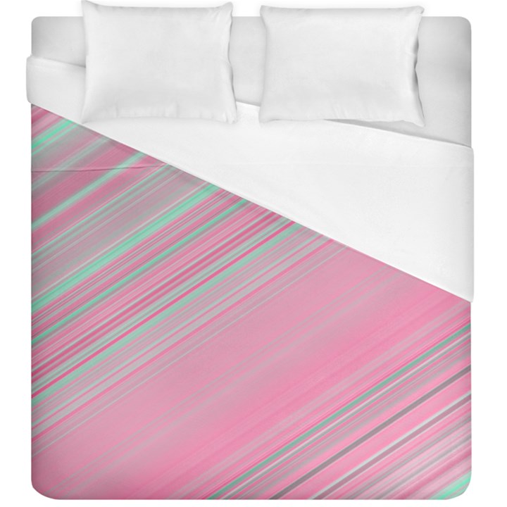 Turquoise and Pink Striped Duvet Cover (King Size)