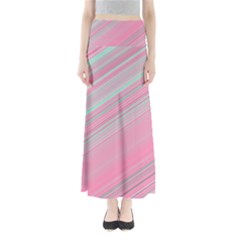 Turquoise And Pink Striped Full Length Maxi Skirt by SpinnyChairDesigns