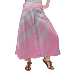 Turquoise And Pink Striped Satin Palazzo Pants by SpinnyChairDesigns