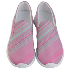 Turquoise And Pink Striped Men s Lightweight Slip Ons by SpinnyChairDesigns