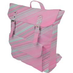 Turquoise And Pink Striped Buckle Up Backpack by SpinnyChairDesigns