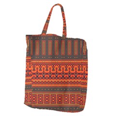 Boho Aztec Rust Orange Color Stripes Giant Grocery Tote by SpinnyChairDesigns