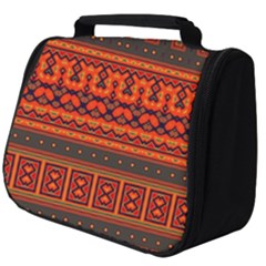 Boho Aztec Rust Orange Color Stripes Full Print Travel Pouch (big) by SpinnyChairDesigns