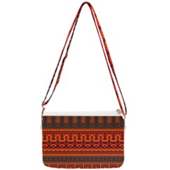 Boho Aztec Rust Orange Color Stripes Double Gusset Crossbody Bag by SpinnyChairDesigns