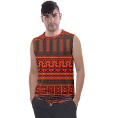 Boho Aztec Rust Orange Color Stripes Men s Regular Tank Top by SpinnyChairDesigns