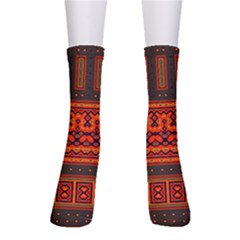 Boho Aztec Rust Orange Color Stripes Men s Crew Socks by SpinnyChairDesigns