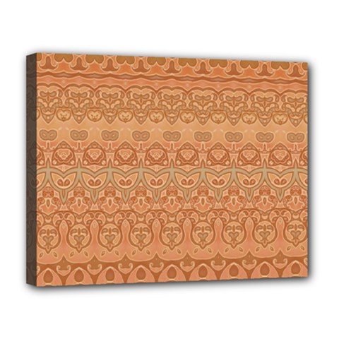 Boho Fancy Peach  Canvas 14  X 11  (stretched) by SpinnyChairDesigns