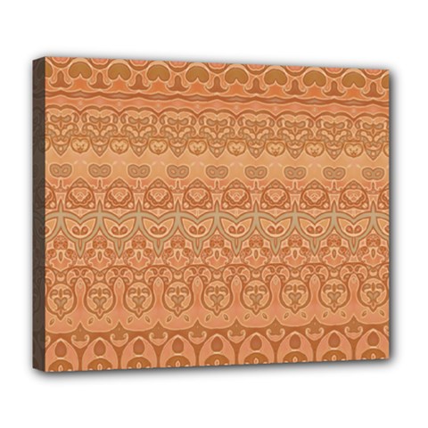 Boho Fancy Peach  Deluxe Canvas 24  X 20  (stretched) by SpinnyChairDesigns