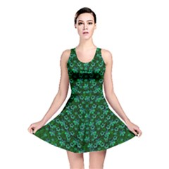 Leaf Forest And Blue Flowers In Peace Reversible Skater Dress by pepitasart