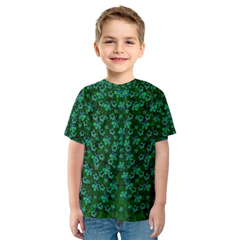 Leaf Forest And Blue Flowers In Peace Kids  Sport Mesh Tee by pepitasart