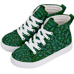 Leaf Forest And Blue Flowers In Peace Kids  Hi-top Skate Sneakers by pepitasart