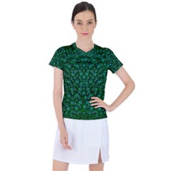 Leaf Forest And Blue Flowers In Peace Women s Sports Top by pepitasart