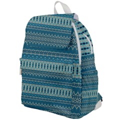 Boho Blue Teal Striped Top Flap Backpack by SpinnyChairDesigns