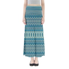 Boho Blue Teal Striped Full Length Maxi Skirt by SpinnyChairDesigns