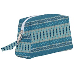 Boho Blue Teal Striped Wristlet Pouch Bag (large) by SpinnyChairDesigns