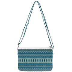 Boho Blue Teal Striped Double Gusset Crossbody Bag by SpinnyChairDesigns