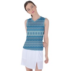 Boho Blue Teal Striped Women s Sleeveless Sports Top by SpinnyChairDesigns