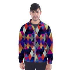 Colorful Geometric  Men s Windbreaker by SpinnyChairDesigns