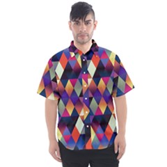 Colorful Geometric  Men s Short Sleeve Shirt