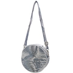 Faded Blue Grunge Crossbody Circle Bag by SpinnyChairDesigns