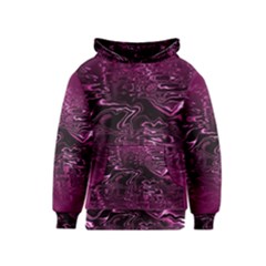 Magenta Black Swirl Kids  Pullover Hoodie by SpinnyChairDesigns