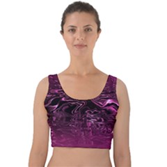 Magenta Black Swirl Velvet Crop Top by SpinnyChairDesigns