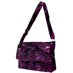 Magenta Black Swirl Full Print Messenger Bag (s) by SpinnyChairDesigns