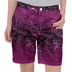 Magenta Black Swirl Pocket Shorts by SpinnyChairDesigns