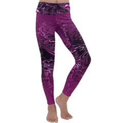 Magenta Black Swirl Kids  Lightweight Velour Classic Yoga Leggings by SpinnyChairDesigns