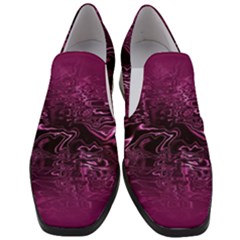 Magenta Black Swirl Women Slip On Heel Loafers by SpinnyChairDesigns
