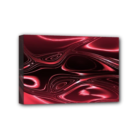 Crimson Red Black Swirl Mini Canvas 6  X 4  (stretched) by SpinnyChairDesigns