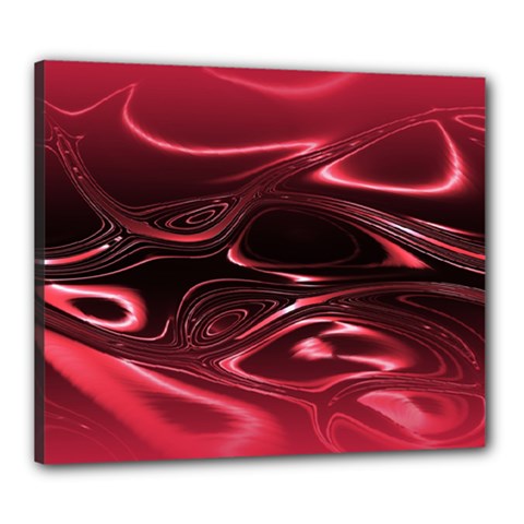 Crimson Red Black Swirl Canvas 24  X 20  (stretched) by SpinnyChairDesigns