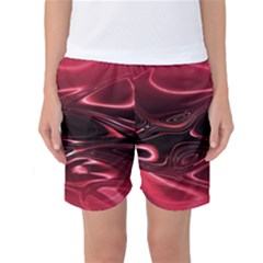 Crimson Red Black Swirl Women s Basketball Shorts by SpinnyChairDesigns