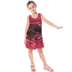 Crimson Red Black Swirl Kids  Sleeveless Dress by SpinnyChairDesigns