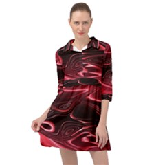 Crimson Red Black Swirl Mini Skater Shirt Dress by SpinnyChairDesigns
