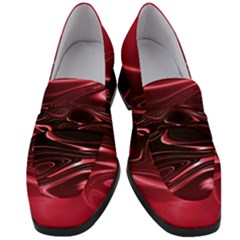 Crimson Red Black Swirl Women s Chunky Heel Loafers by SpinnyChairDesigns