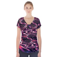 Abstract Art Swirls Short Sleeve Front Detail Top by SpinnyChairDesigns