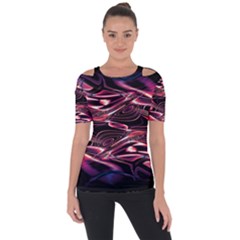 Abstract Art Swirls Shoulder Cut Out Short Sleeve Top by SpinnyChairDesigns